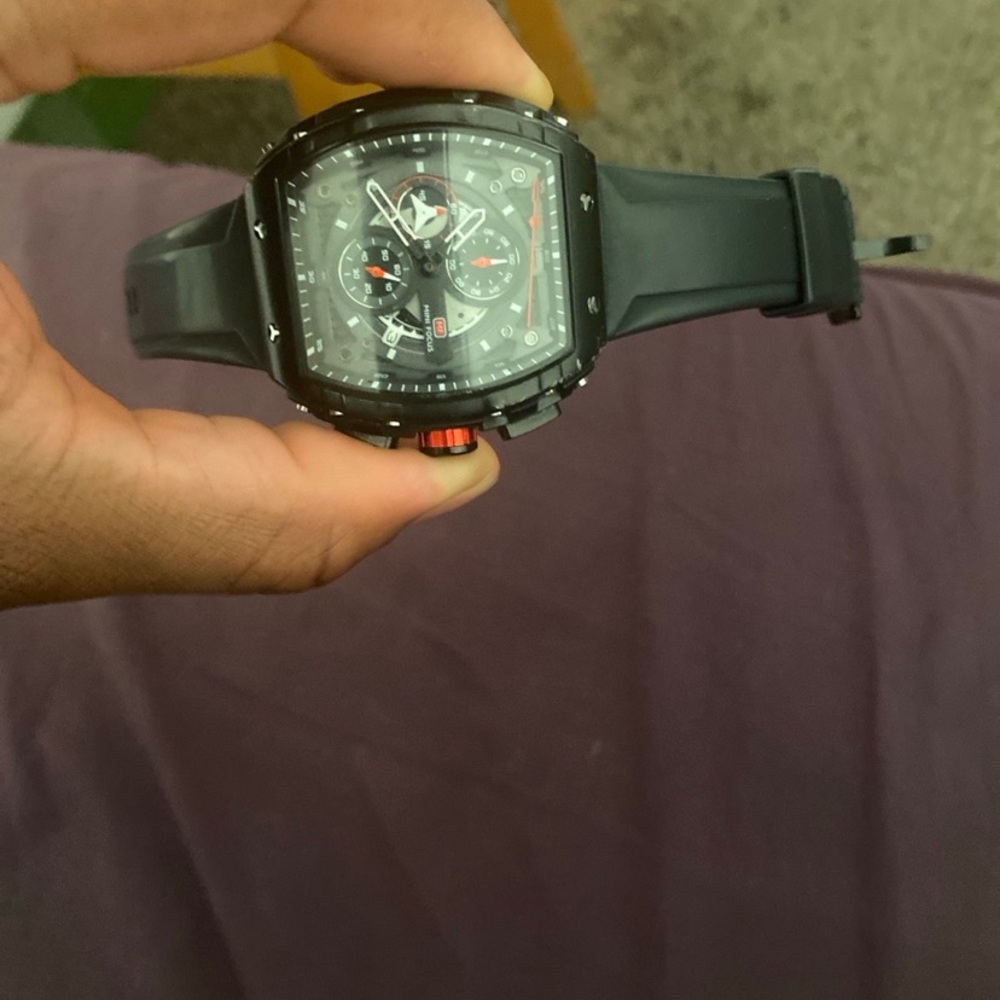 Platinum Stainless Steel Black Watch